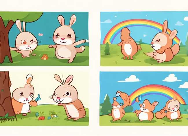 四格儿童故事画简单、简单四格简笔画小故事 可爱