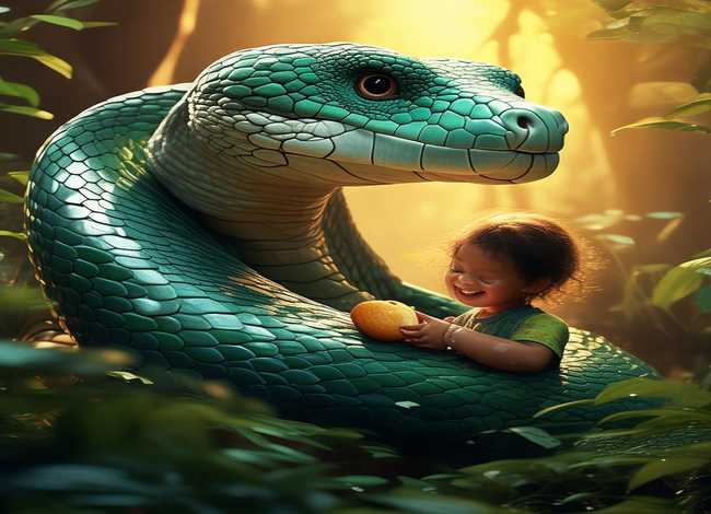 儿童故事报恩的蟒蛇 - 蟒蛇报恩的故事3