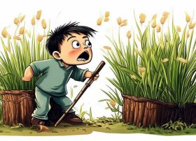成语故事拔苗助长简笔画 小学生成语故事(简短)拔苗助长的简笔画