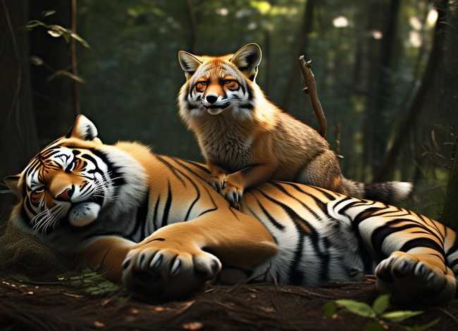 寓言故事狐假虎威图片（寓言故事狐假虎威图片字）