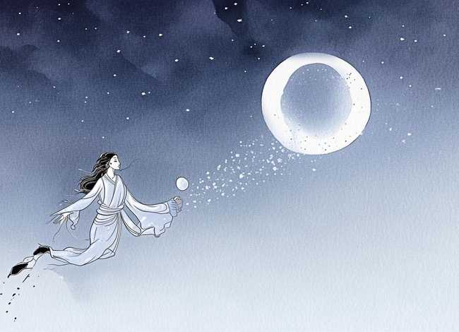 神话故事嫦娥奔月简笔画 中国神话故事嫦娥奔月简笔画