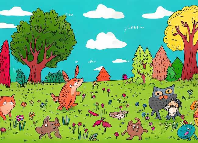 森林故事多主题简笔画、森林里的故事简笔画有颜色的