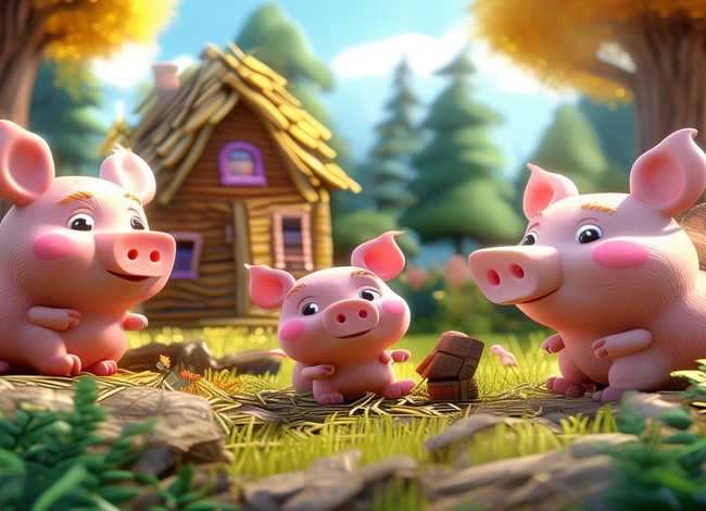 儿童故事三只小猪3-6岁、小儿故事视频三只小猪