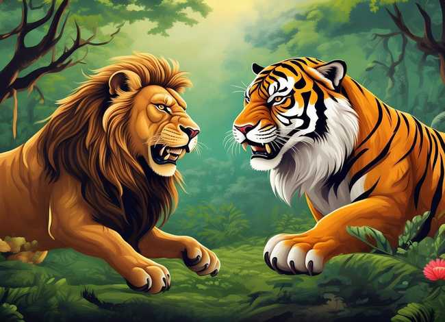 儿童故事老虎和狮子打架，狮子和老虎打架的故事