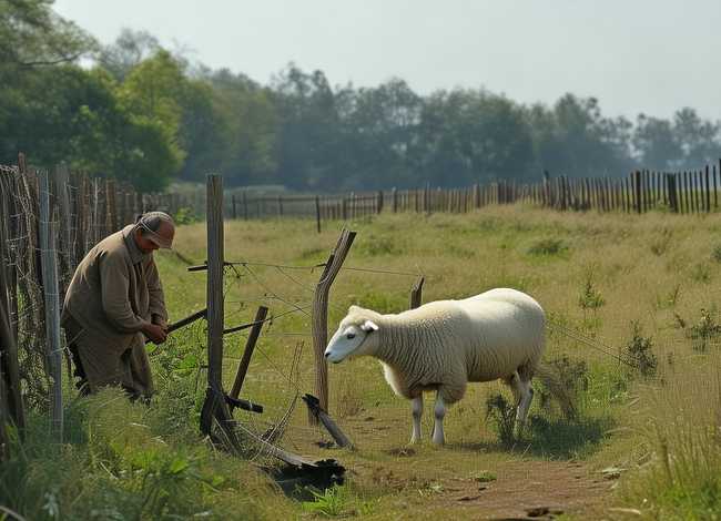 亡羊补牢成语配画；亡羊补牢的成语画