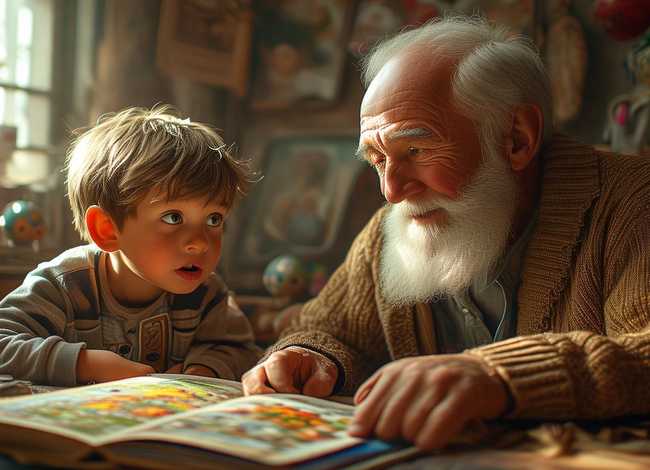 看图 故事，看图故事爷爷和小男孩