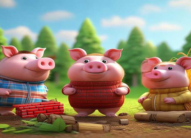 儿童故事三只小猪ppt免费下载；少儿故事三只小猪