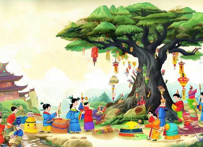 传统文化神话故事儿童绘画（传统文化的儿童画）