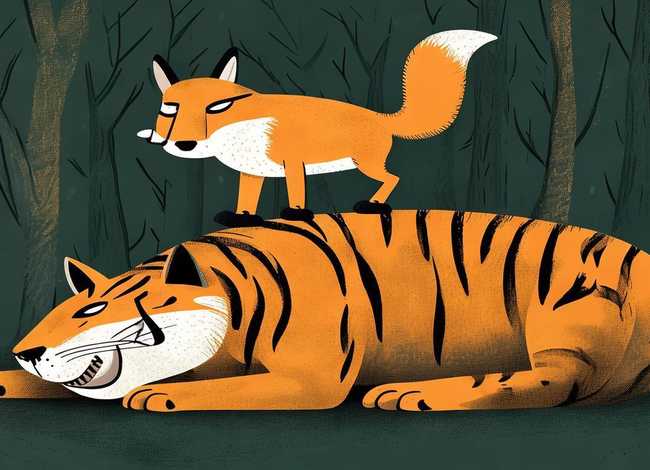 儿童故事狐假虎威简笔画，寓言故事狐假虎威简笔画