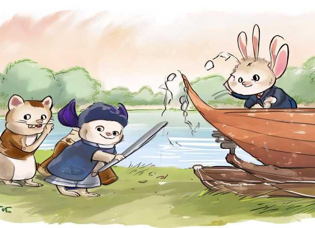 猫小帅成语故事刻舟求剑 兔小贝成语故事刻舟求剑