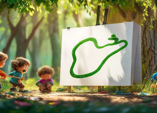 画蛇添足儿童故事插画、画蛇添足的故事插画