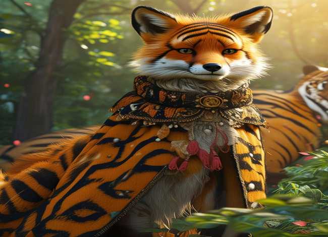 狐假虎威儿童故事完整版ppt；狐假虎威故事配图完整版