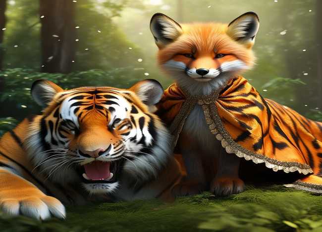 狐假虎威儿童故事完整版ppt；狐假虎威故事配图完整版