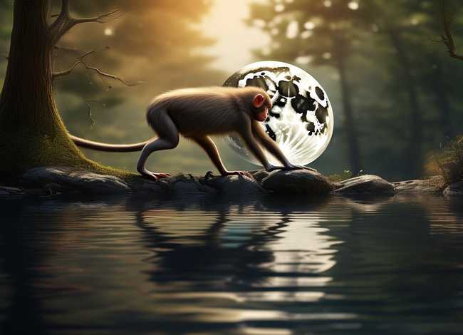 猴子捞月故事绘本图片（猴子捞月绘本故事8张带图片）