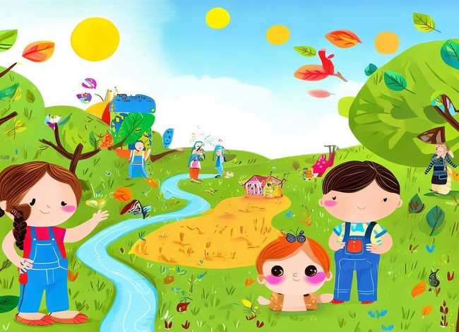 大自然的故事儿童主题画；大自然的儿童画图片