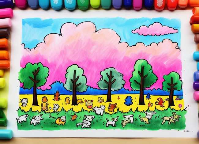 马克笔儿童画范本，马克笔儿童画 范本