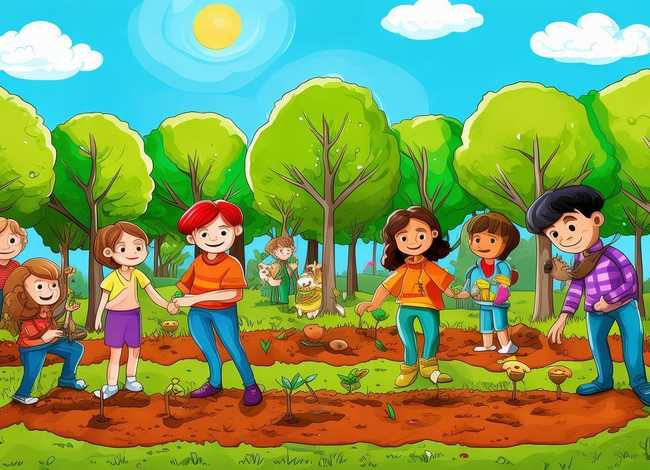 植树节儿童画大全、植树节儿童画图片大全 范画