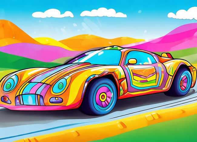 儿童赛车涂色画打印，儿童赛车涂色画打印图片