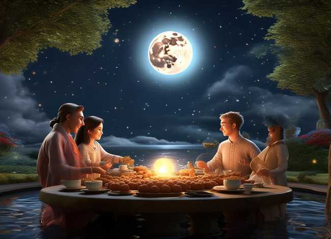 中秋的传说故事；中秋的传说故事和美好寓意画画作品