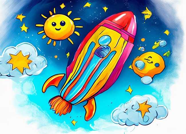 太空火箭的儿童故事、儿童画太空火箭简笔画