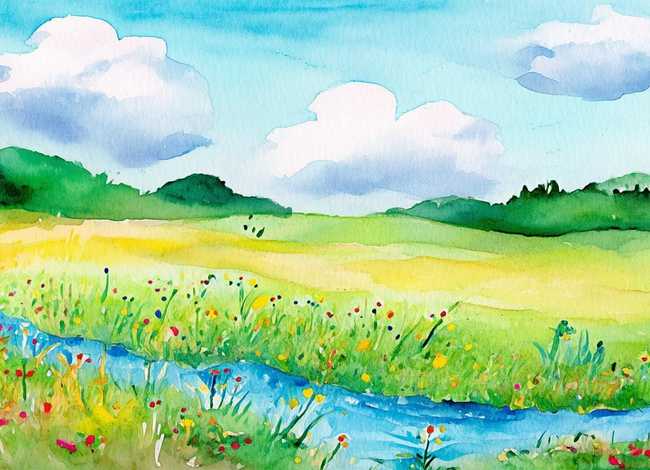 儿童水粉画作品图片风景、儿童水粉画作品图片风景简单