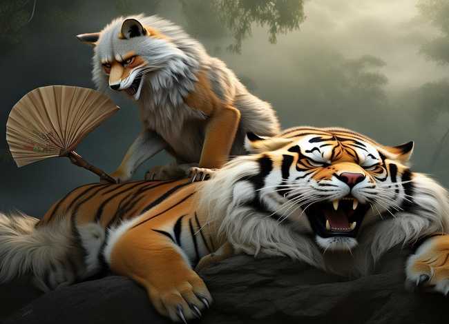狐假虎威这个寓言故事怎么画、狐假虎威的寓言故事怎么画