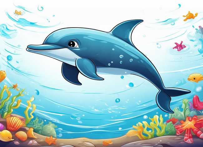 海豚儿童画，海豚儿童画图片大全