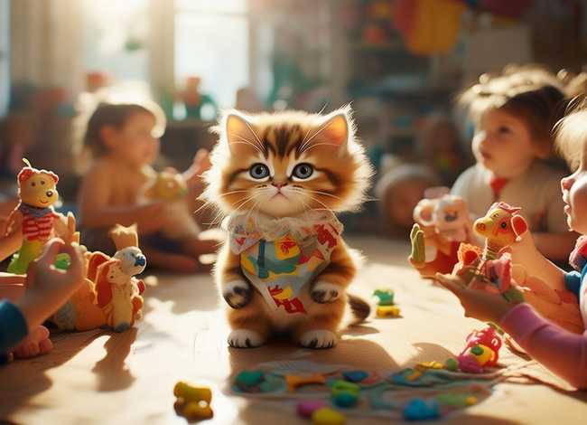 小猫的儿童故事表演；小猫的故事幼儿