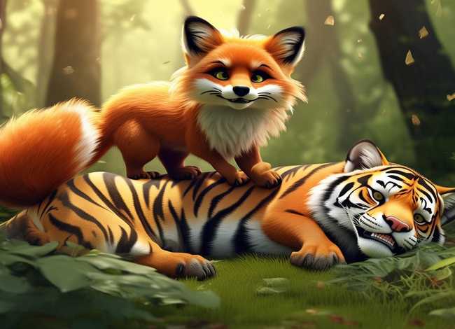 狐假虎威儿童故事绘画4张 狐假虎威故事绘本怎么画