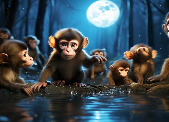 儿童睡前故事猴子捞月 - 幼儿睡前故事猴子捞月