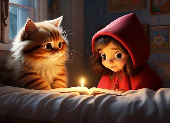 小红帽儿童睡前故事小猫咪，少儿睡前故事小红帽
