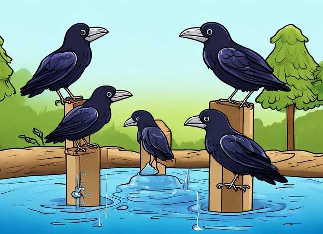 儿童连环画图片4幅简单乌鸦喝水；4个简单幼儿连环画图片乌鸦喝水