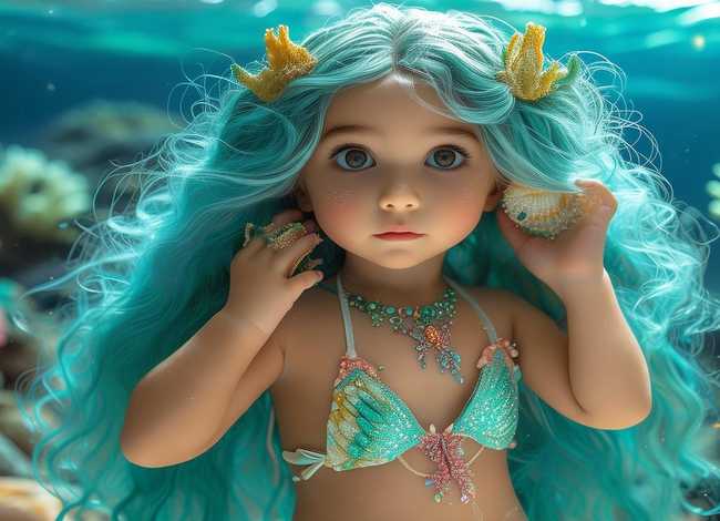 儿童美人鱼画；儿童美人鱼画照片
