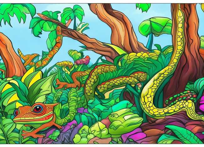 爬行动物儿童画；爬行动物儿童画图片