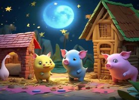 三只小猪盖房子36岁儿童睡前故事，宝宝睡前故事三只小猪盖房子