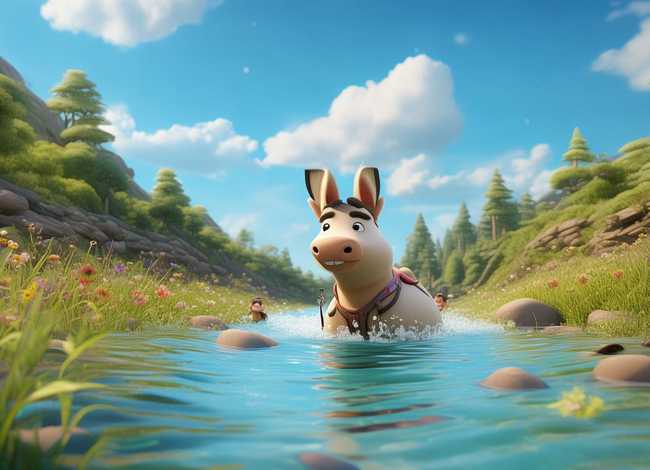 儿童故事驴子过河故事；幼儿故事驴子过河