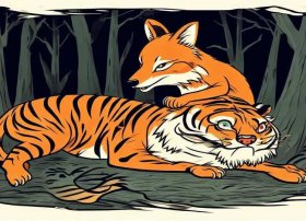 狐假虎威的故事和插图简笔画，狐假虎威的故事和插图简笔画图片