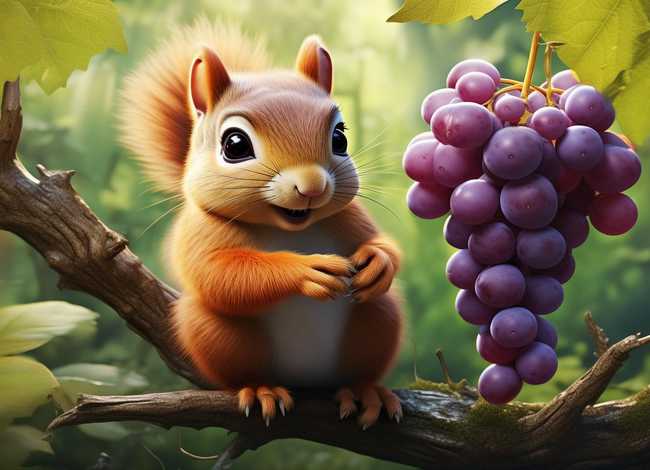 儿童故事松鼠与葡萄，松鼠和葡萄的故事