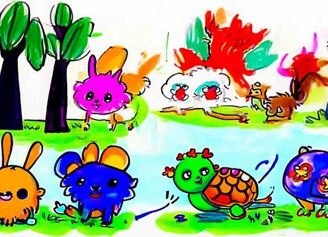 小动物儿童画、小动物儿童画画