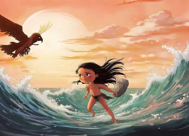 精卫填海儿童画神话故事，神话故事精卫填海的画怎么画