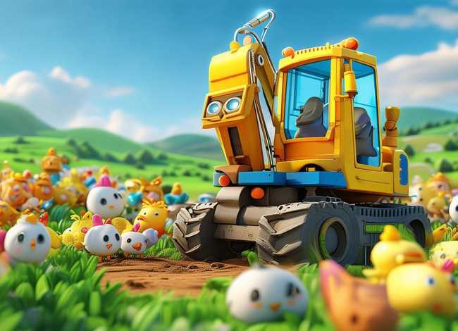 儿童挖土机动画片全集萌鸡小队中文版（儿童挖掘机动画片全集挖土机一小小滚一i!）
