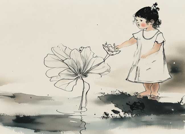 水墨画儿童荷叶 水墨画儿童荷叶怎么画