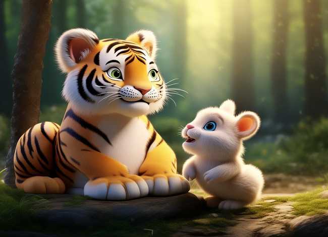 儿童故事老虎和兔子的故事、老虎和小兔子的故事