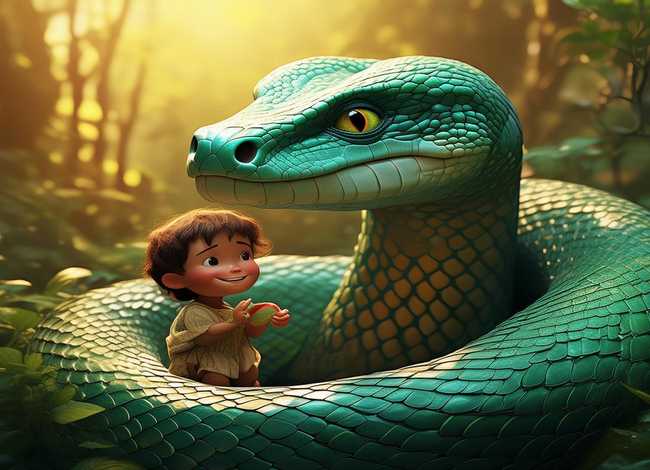 儿童故事报恩的蟒蛇 - 蟒蛇报恩的故事3