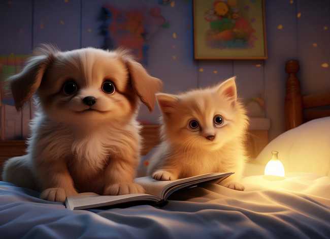 儿童睡前故事猫和狗的故事 - 睡前故事小狗和小猫的故事