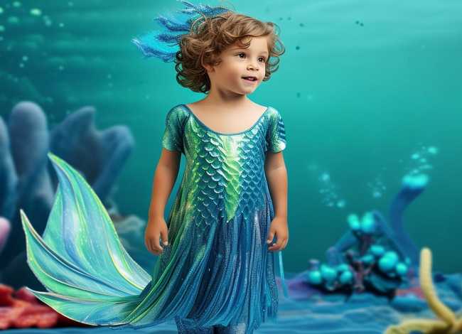 儿童美人鱼服装（儿童美人鱼服装男子尾巴图片）