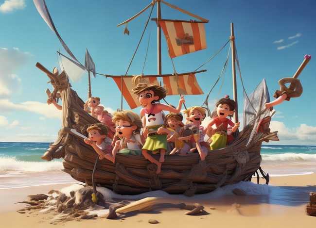 儿童海盗故事、幼儿故事海盗和小朋友