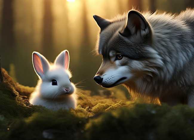 大灰狼故事睡前故事 - 小白兔与大灰狼故事睡前故事
