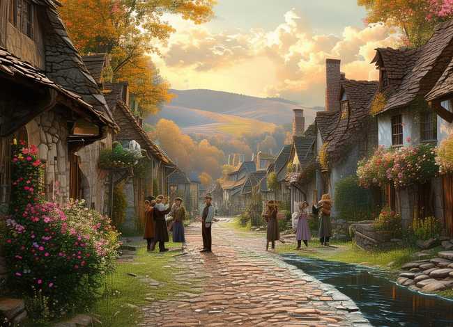 小镇故事插画，小镇故事插画图片