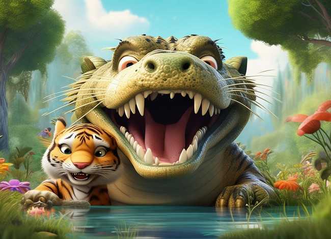 儿童故事鳄鱼吃老虎；鳄鱼吃老虎的故事